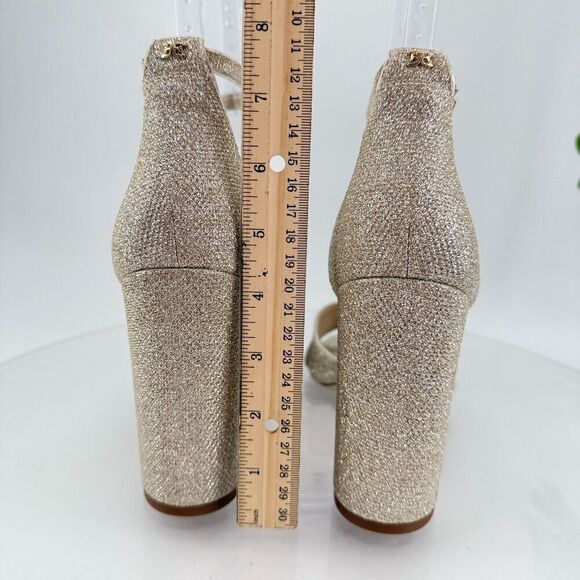 Sam Edelman Womens Yancy Heeled Ankle Strap Sandals Size 10 M Silver Shimmer - Picture 13 of 16